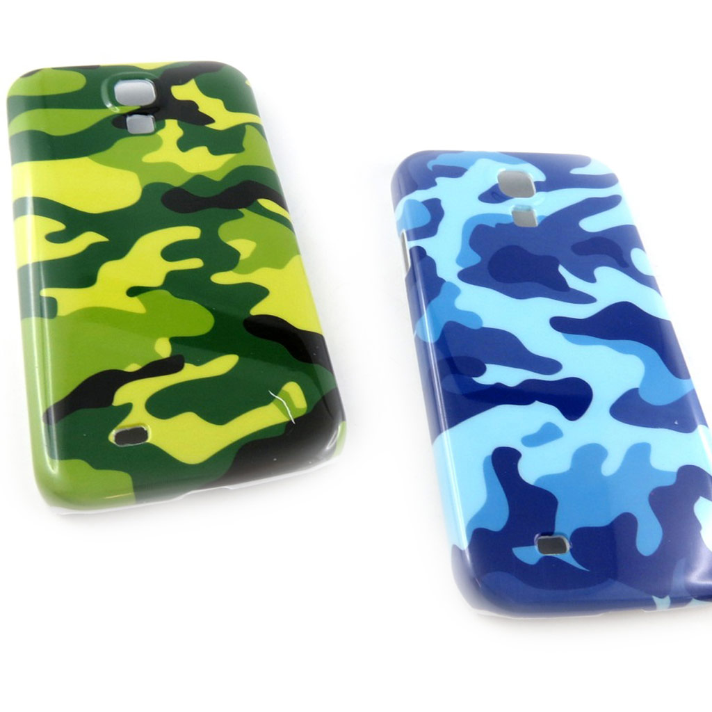 2 coques créateur \'Camouflage\' Samsung S4, I9500 (vert bleu) - [K8516]