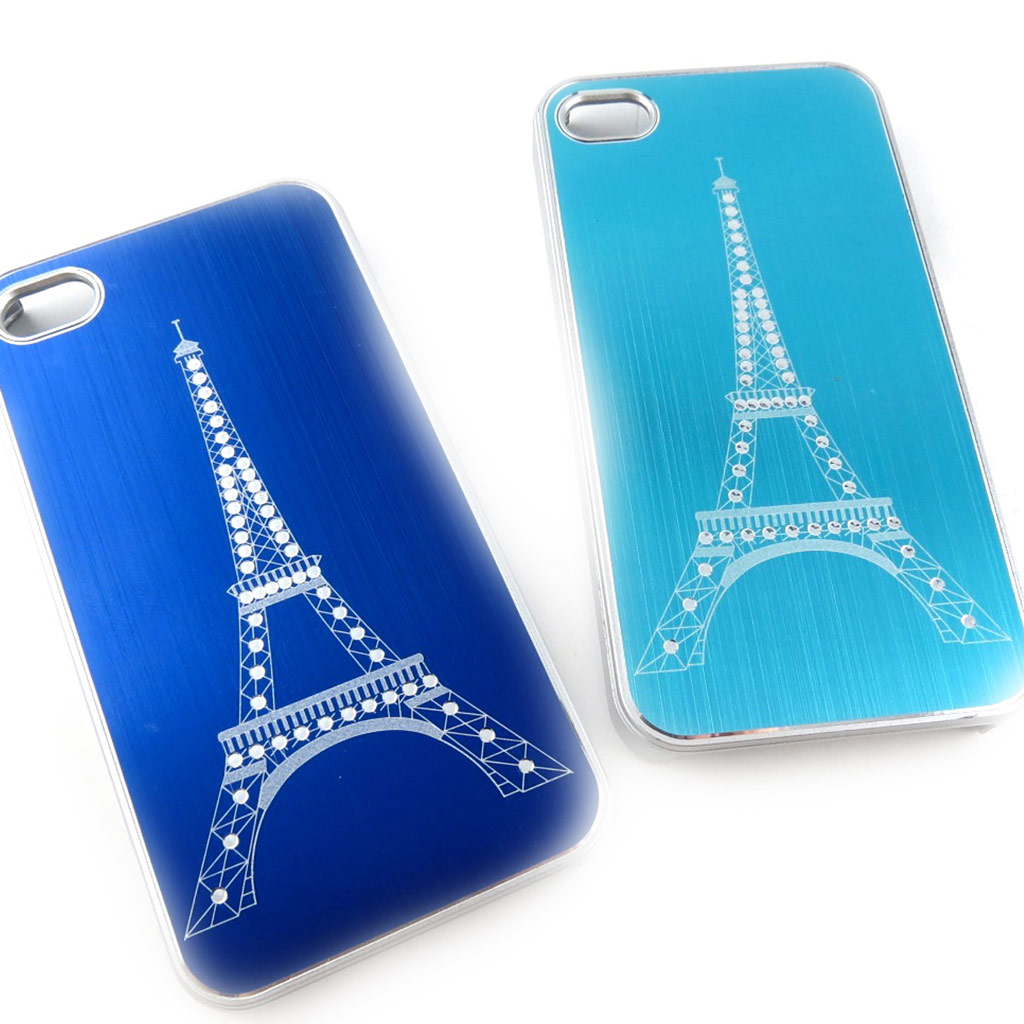 2 coques créateur \'Tour Eiffel\' Iphone 4 4S (bleu turquoise) - [K9298]