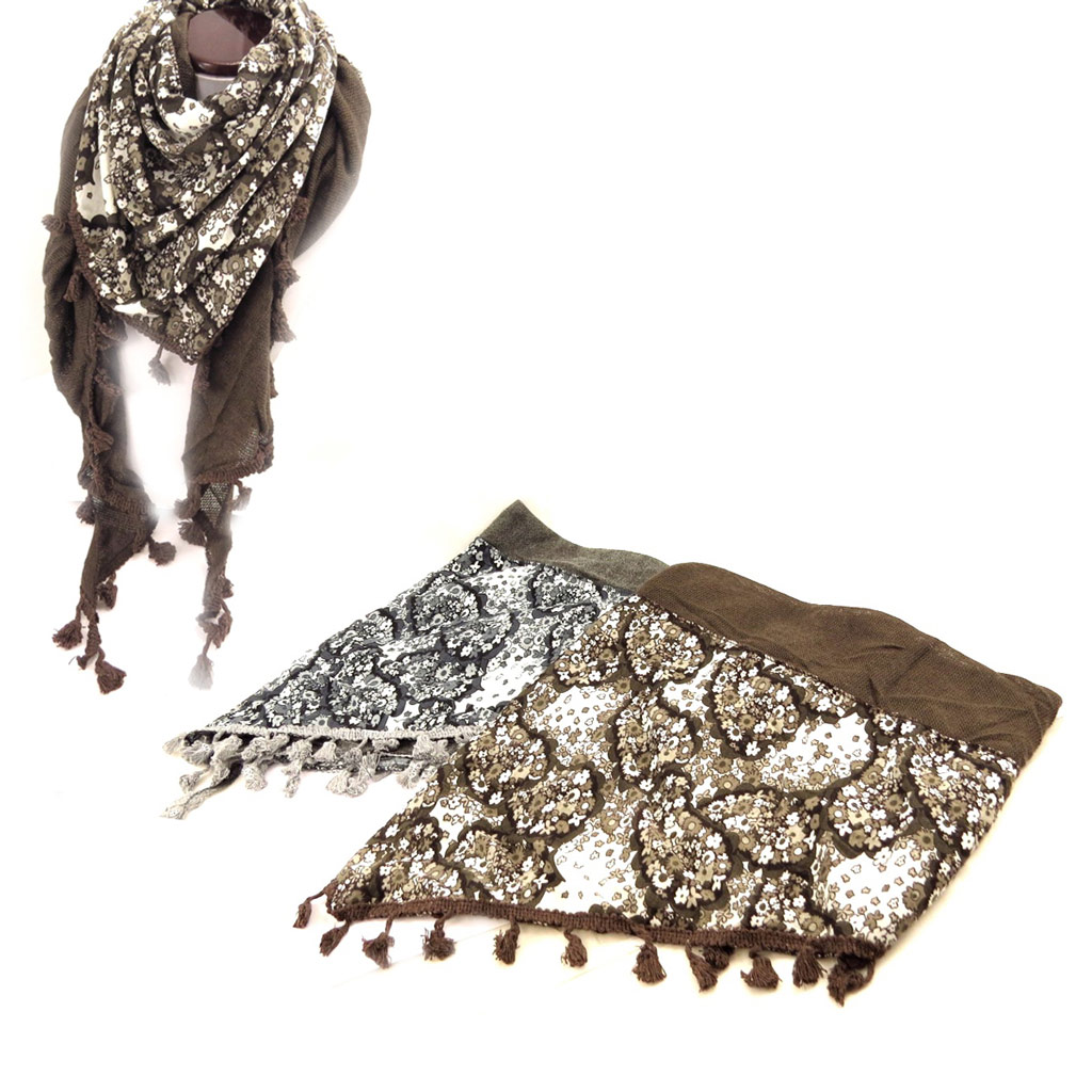2 écharpes \'Liberty\' gris marron - [L0246]