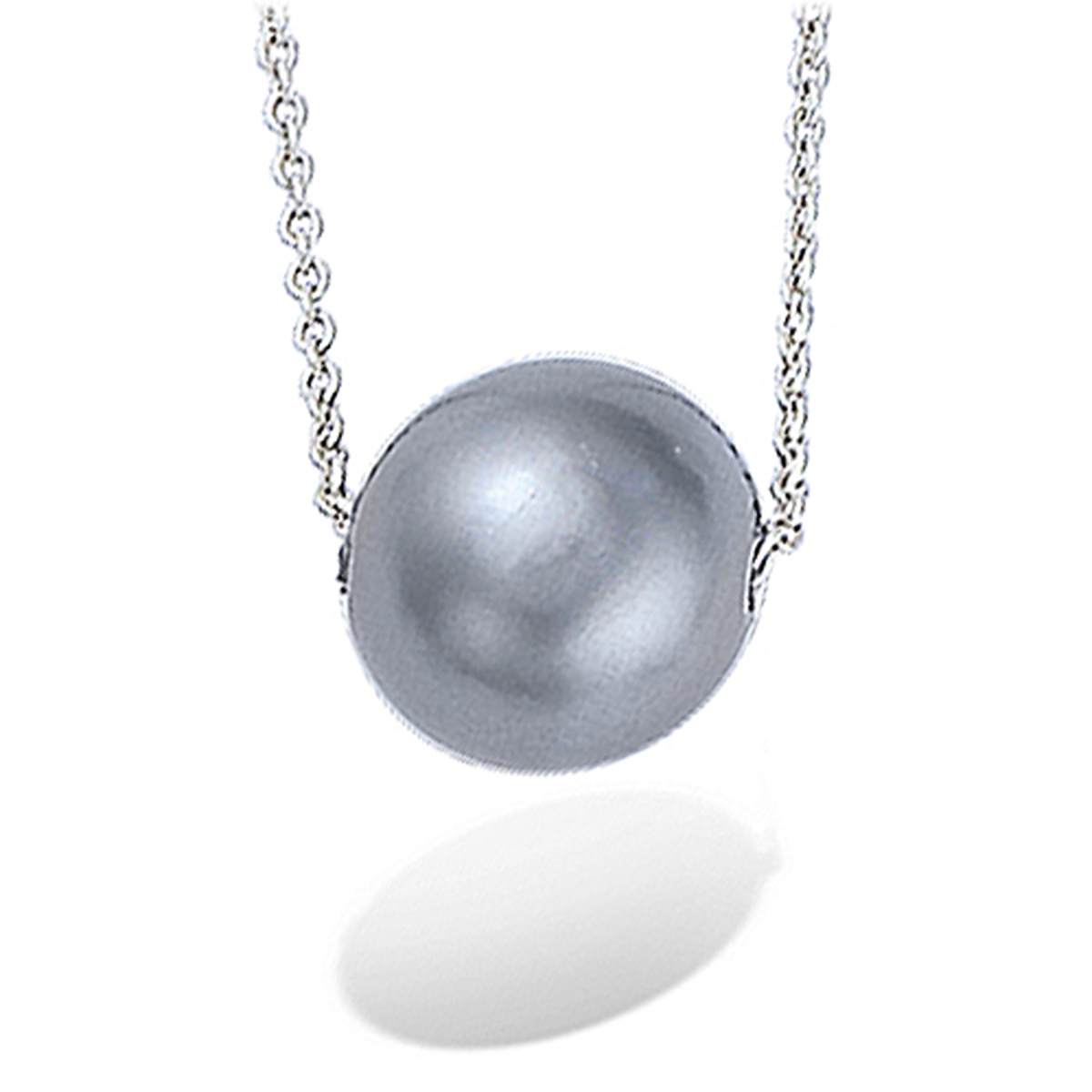 Collier argent \'Perla\' gris argenté (rhodié) - 12 mm - [L2023]