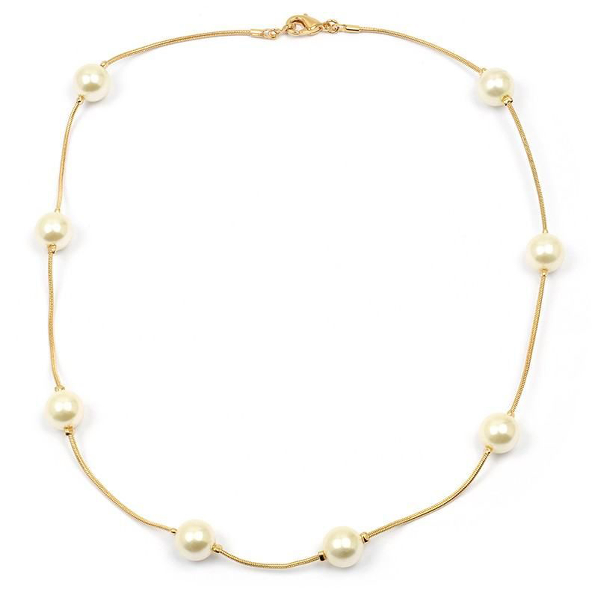 Collier Plaqué Or \'Perla\' ivoire doré - 45 cm 10 mm - [L4343]