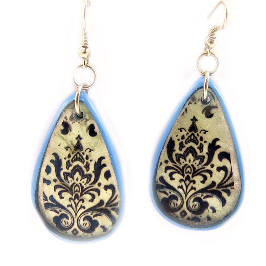 Boucles Créateur \'Kilimanjaro\' bleu beige - [L5226]