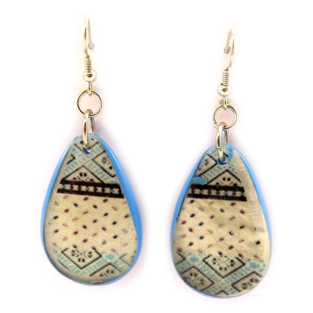 Boucles Créateur \'Kilimanjaro\' bleu beige - [L5258]