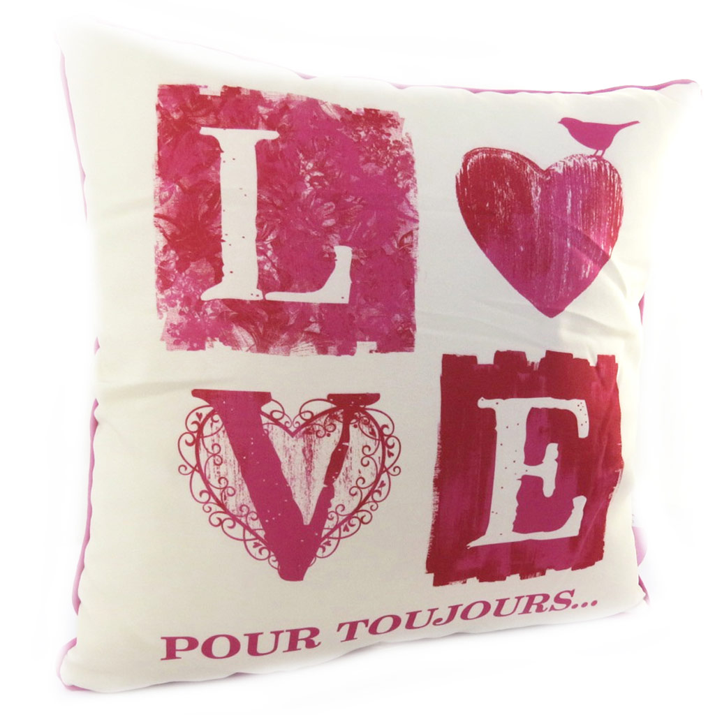 Coussin déco \'Love\' rouge beige - [M1671]