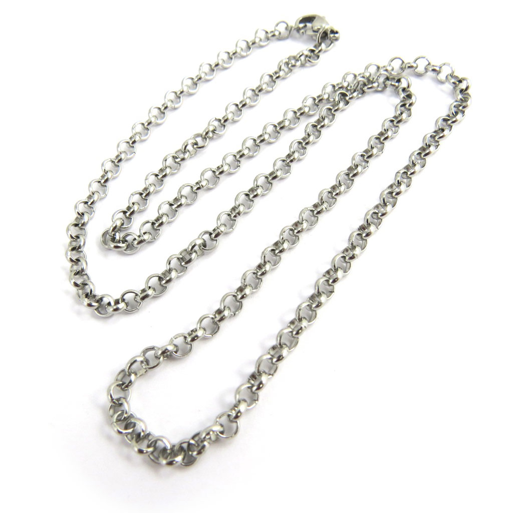 Collier acier \'Maille Jaseron\' argenté 50 cm 4 mm - [M1980]