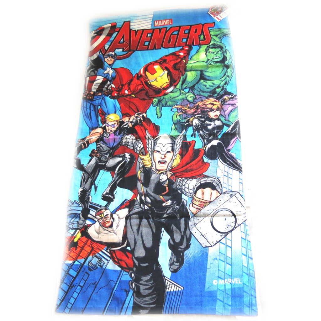 Drap de plage \'Avengers\' bleu multicolore  (70x140 cm) - [M3343]