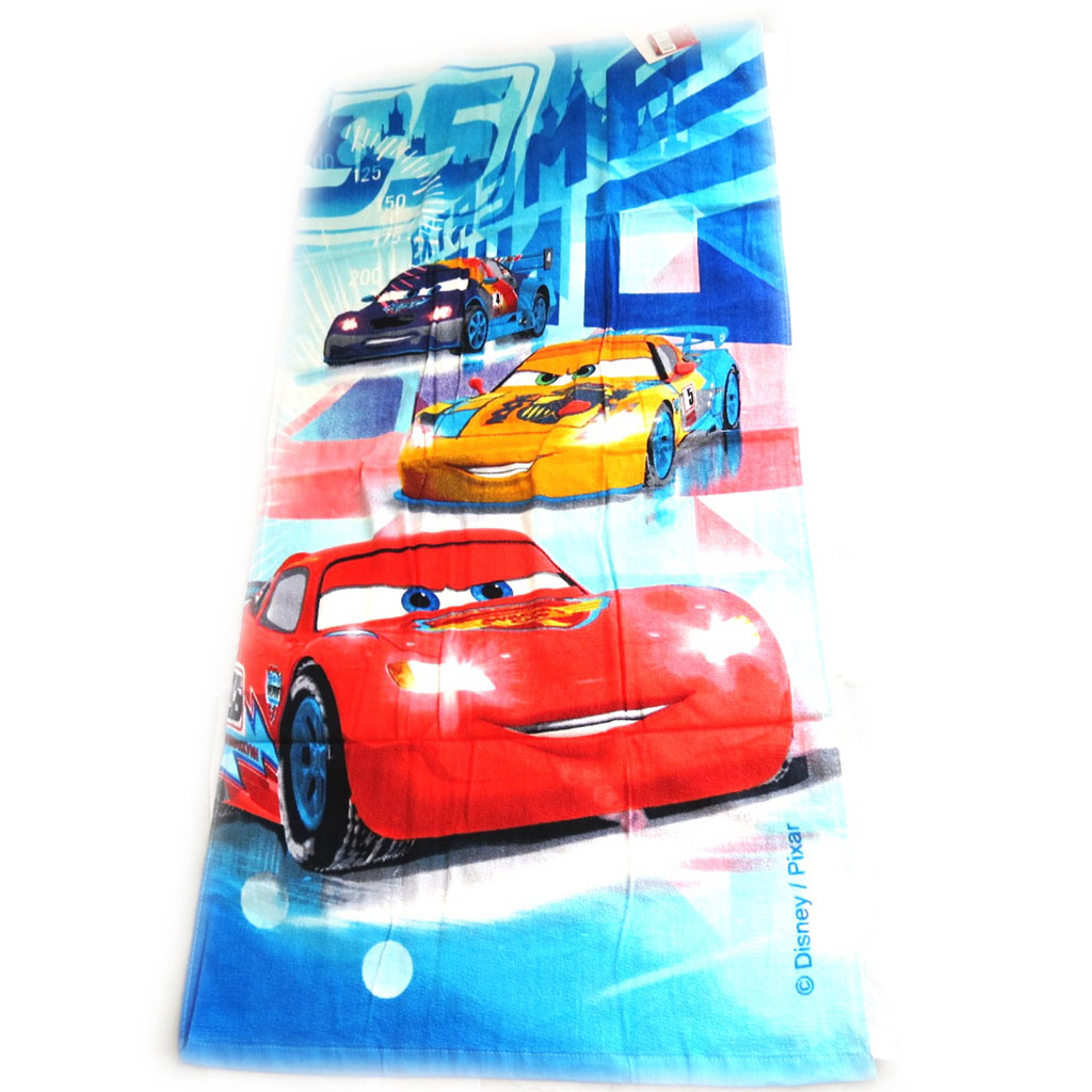 Drap de plage \'Cars\' bleu rouge (70x140 cm) - [M3345]