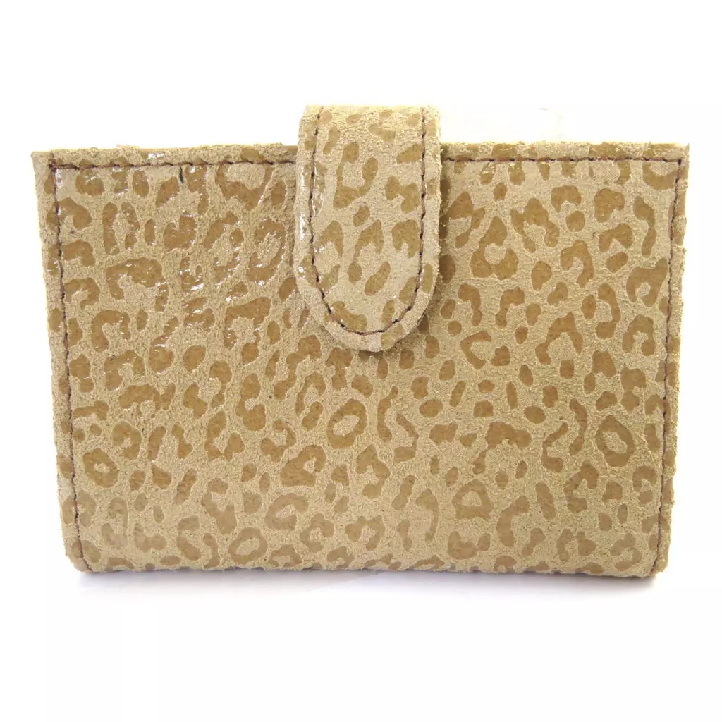 les trésors de lily Porte cartes Cuir 'Frandi' camel (léopard) [M3676]