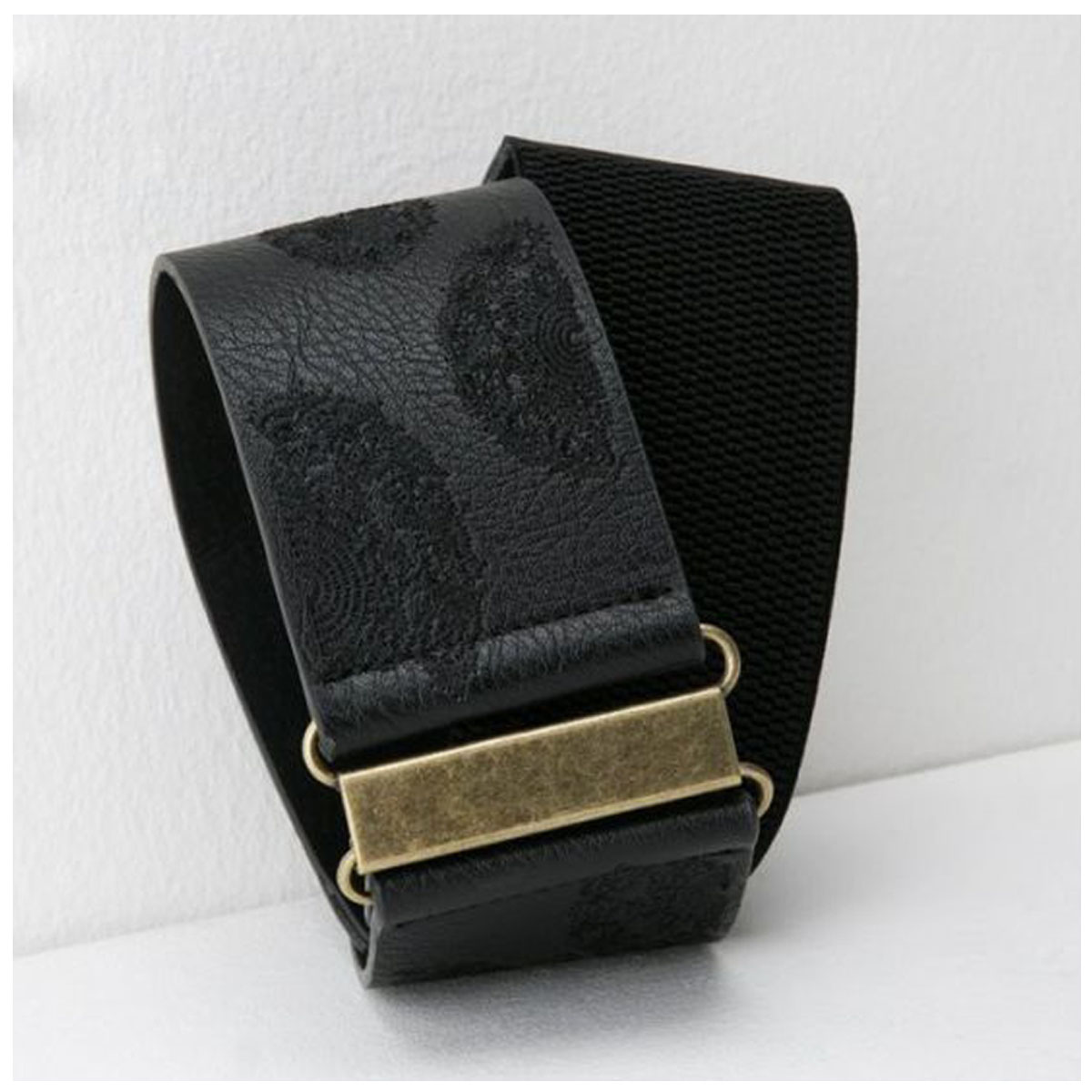 Ceinture créateur \'Desigual\' noir (élastique) - 60 mm - [M7498]