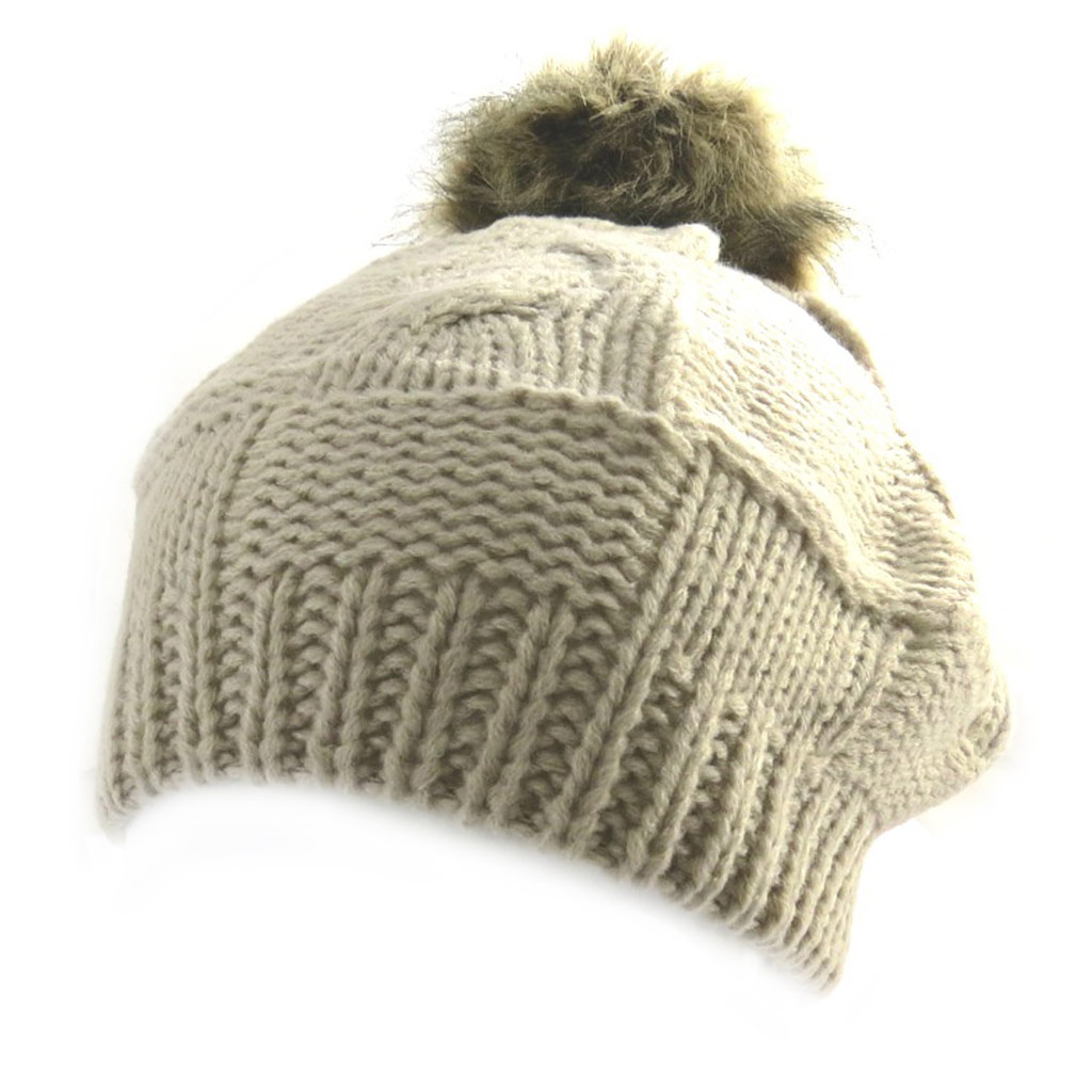 Bonnet tricot \'Clothilde\' taupe - [N0406]