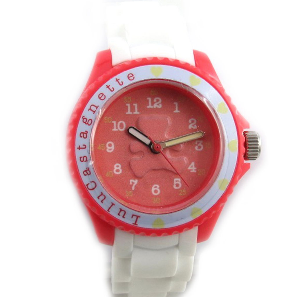 Montre silicone \'Lulu Castagnette\' blanc rose - [N2388]