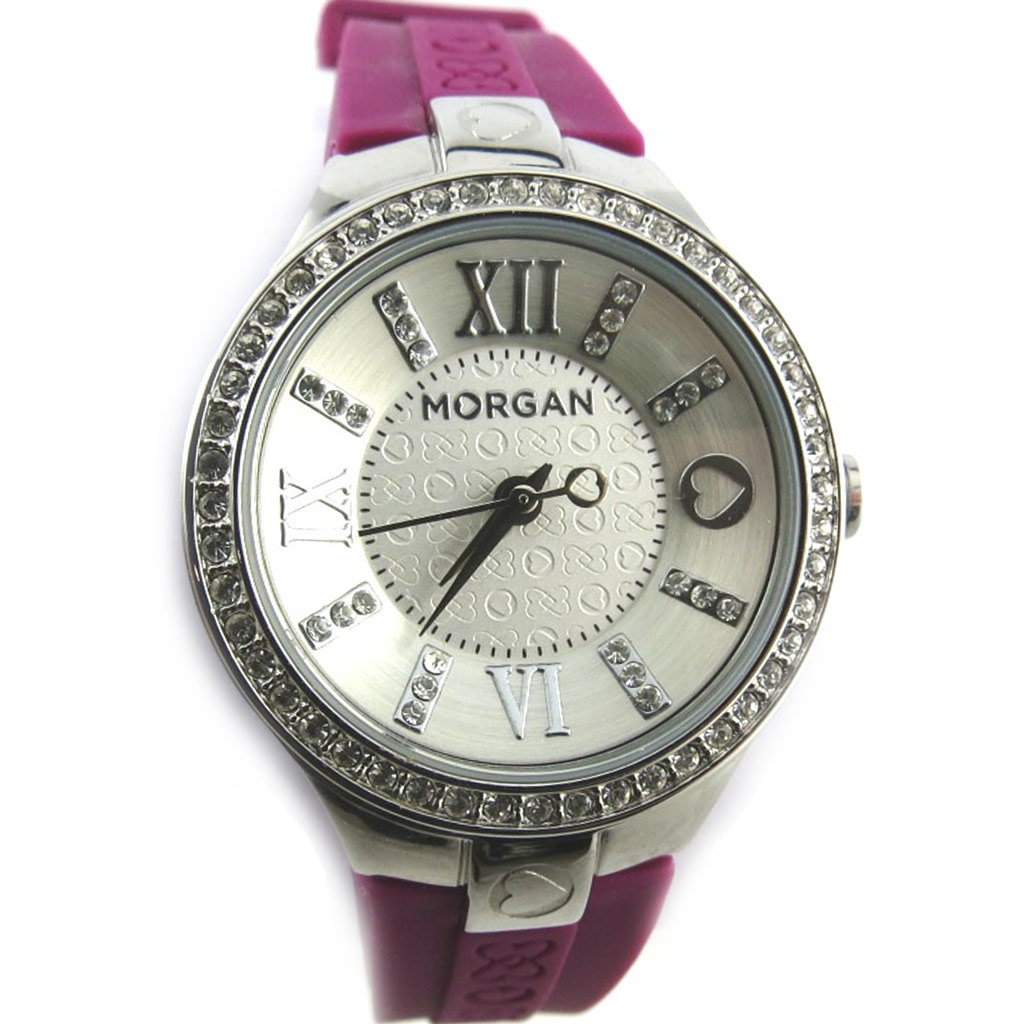 Montre créateur \'Morgan\' violet argenté (Diamonds) - [N2420]