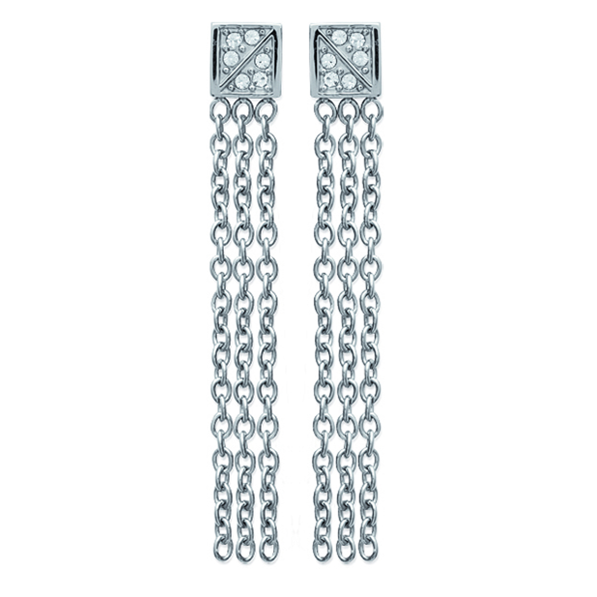 Boucles Acier \'Carmen\' blanc argenté - 35 cm - [N2599]