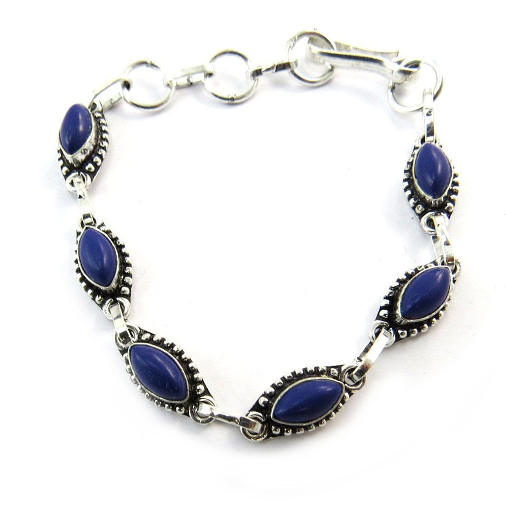 Bracelet \'Navajos\' bleu argenté - [N3485]
