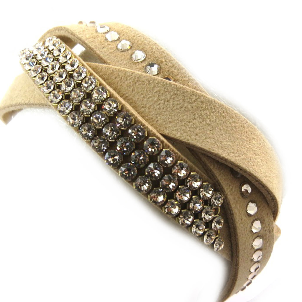 Bracelet créateur \'Sissi\' beige (Crystal) 3 cm - [N3530]