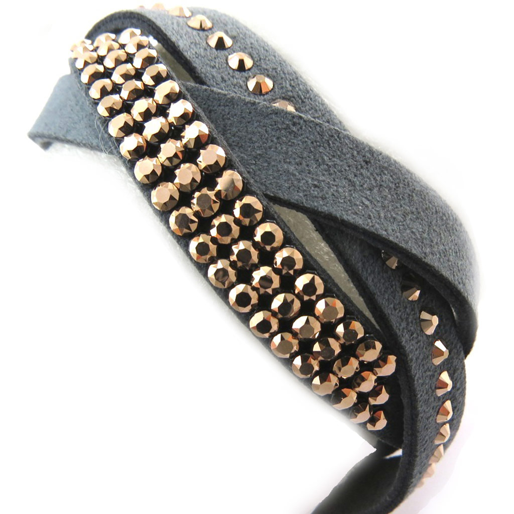 Bracelet créateur \'Sissi\' gris bronze (Crystal) 3 cm - [N3532]