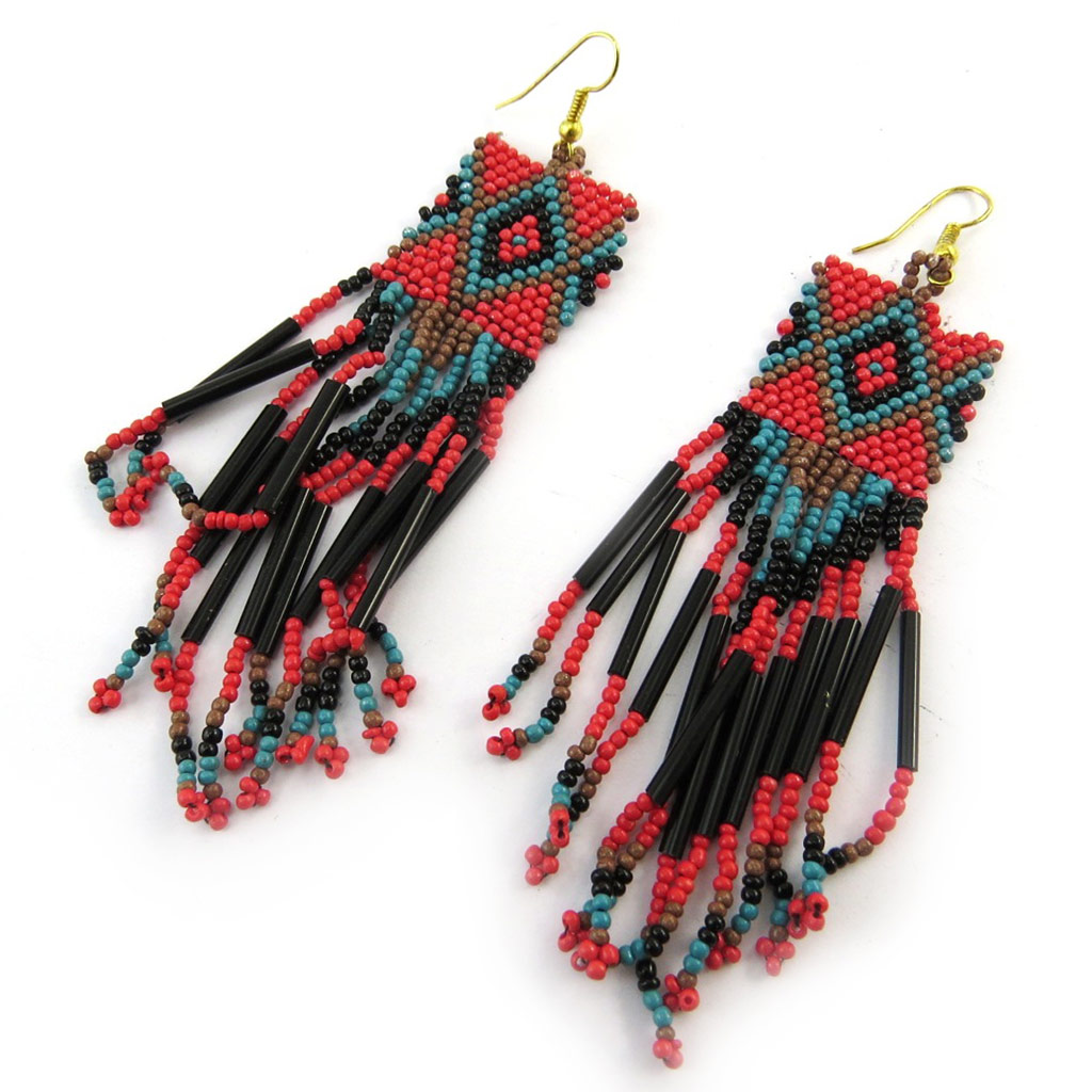 Boucles Créateur \'Altaï\' noir rouge - [N3637]