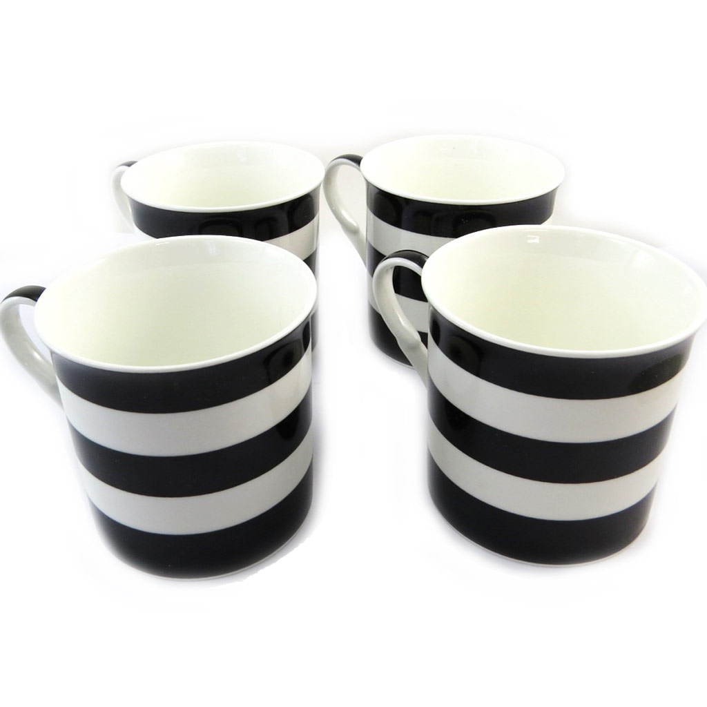 Set de 4 mugs porcelaine \'Coloriage\' noir blanc - 95x85 mm - [N3669]