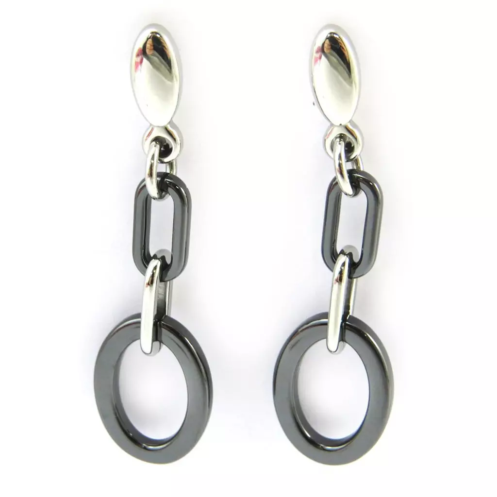 les trésors de lily Boucles Acier 'Chorégraphie' noir (céramique) [N3774]