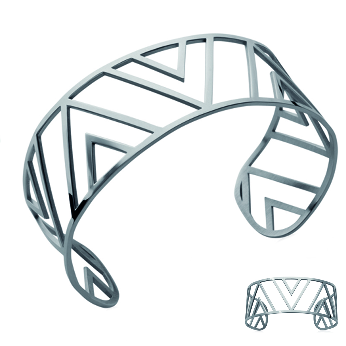 Bracelet Acier \'Triangles\' argenté - [N4003]