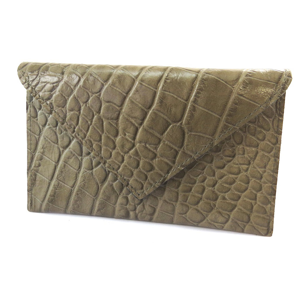 Porte Papiers de voiture Cuir \'Frandi\' taupe croco (ultra plat) - [N4423]