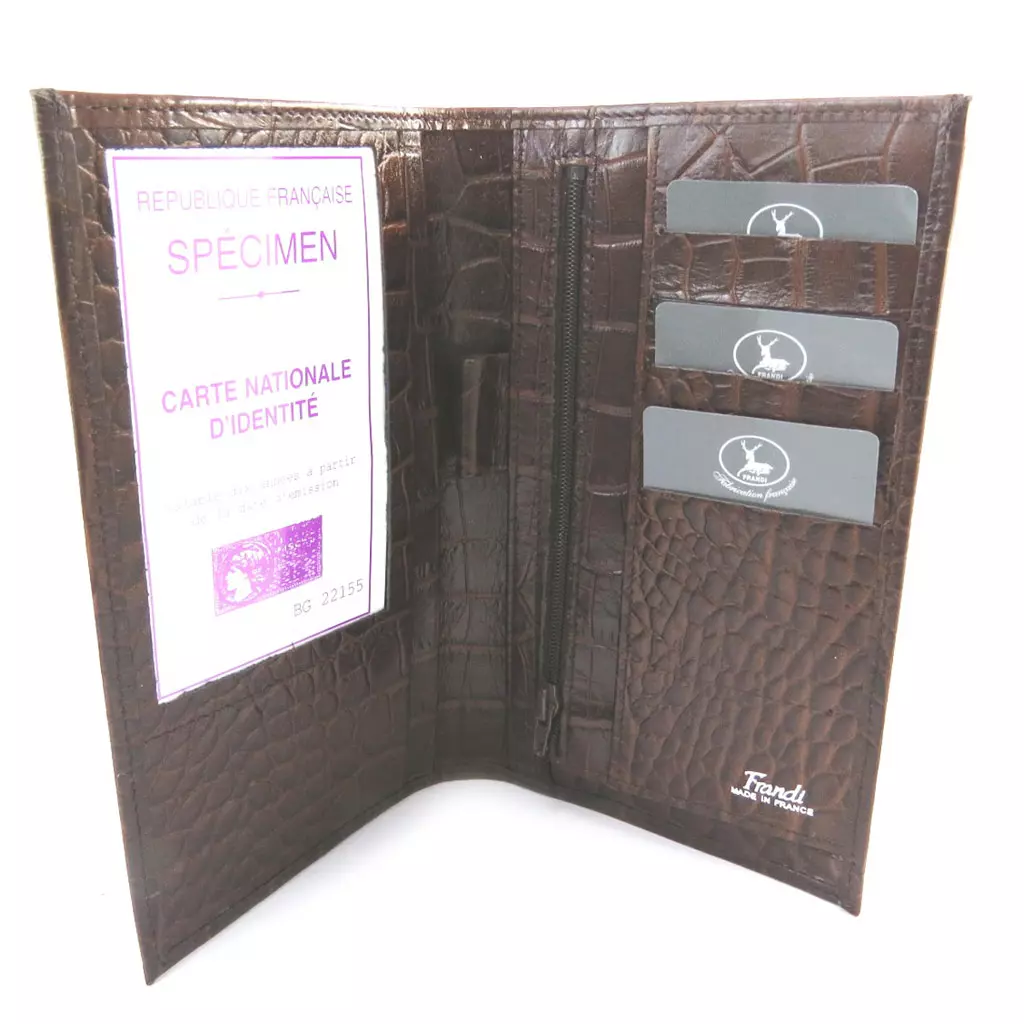 les trésors de lily Porte chéquier Cuir 'Frandi' marron chocolat (croco) [N4445]