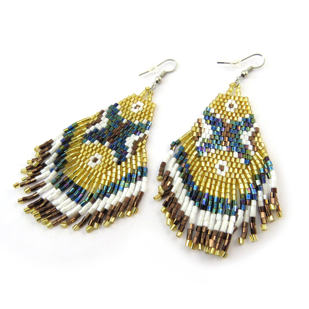 Boucles Créateur \'Altaï\' doré bleu - [N4645]