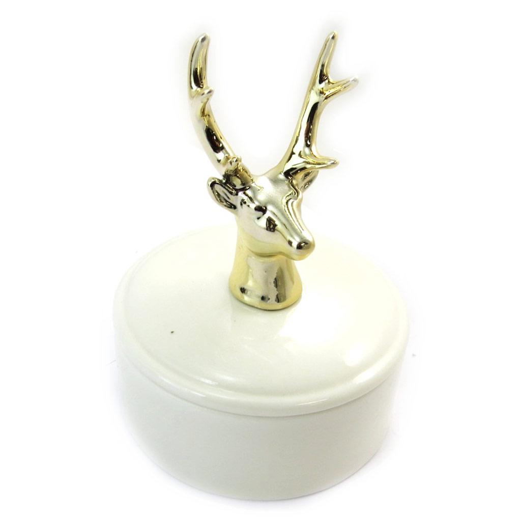 Petit coffret à bijoux \'Cerf\' doré ivoire - [N4711]