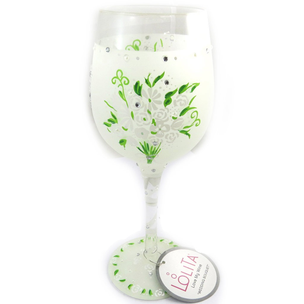 Verre à vin créateur \'Wedding Bouquet\' ivoire vert - 215 cm - [N4742]
