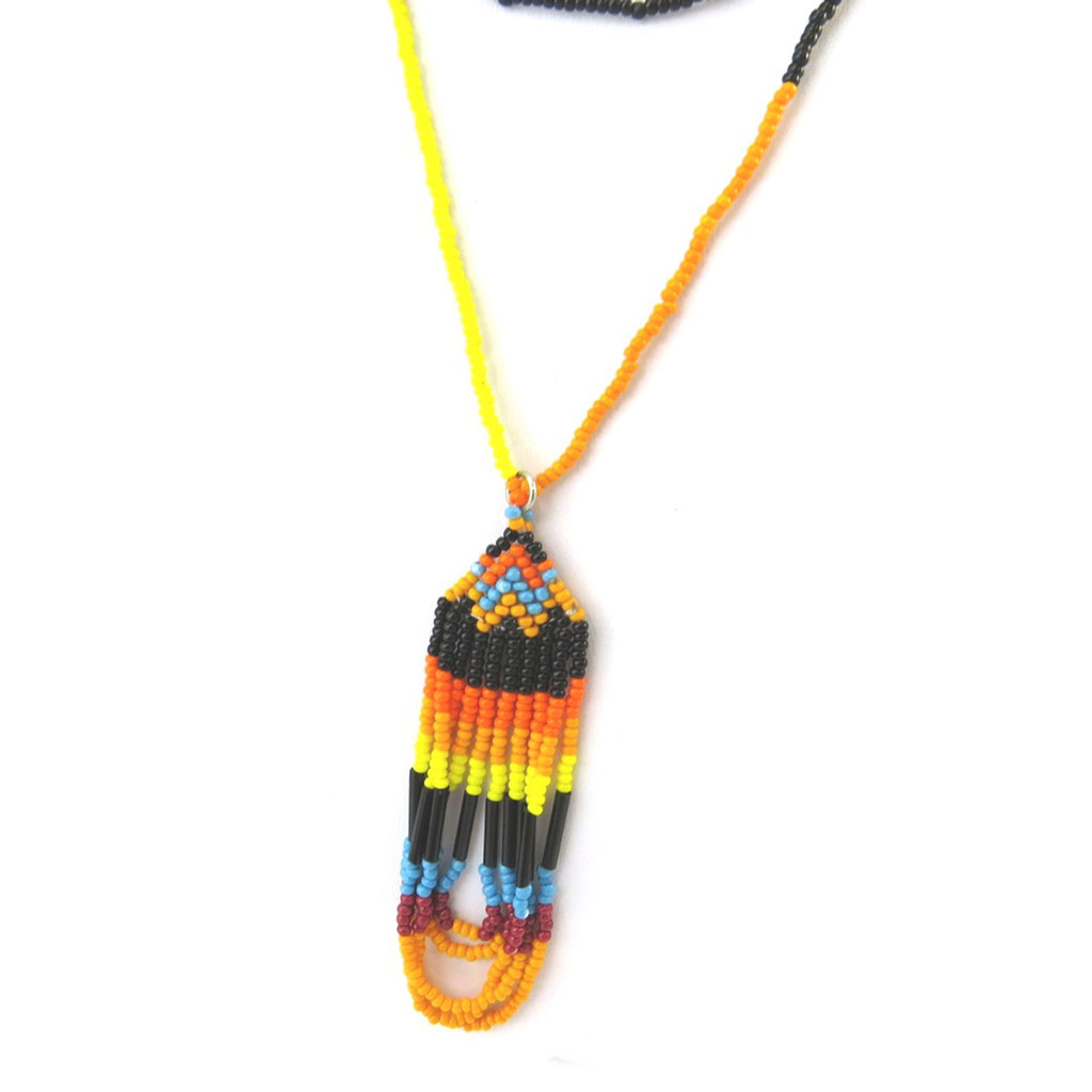 Collier Sautoir Créateur \'Altai\' orange noir - [N5005]