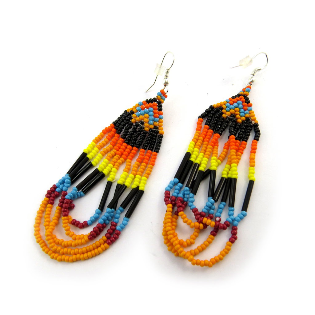 Boucles Créateur \'Navajos\' noir orange - [N5021]