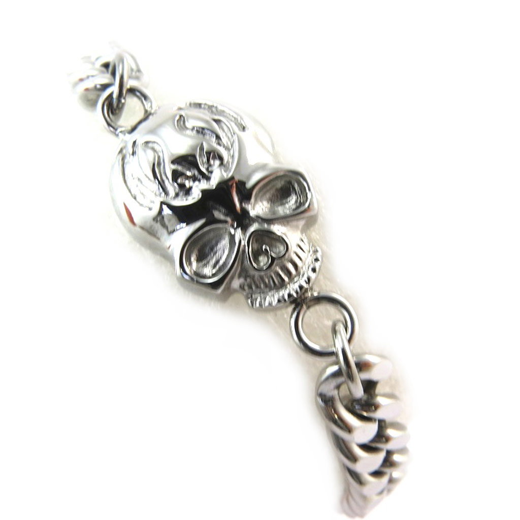 Bracelet acier \'Tête de Mort\' chrome  - [N5072]