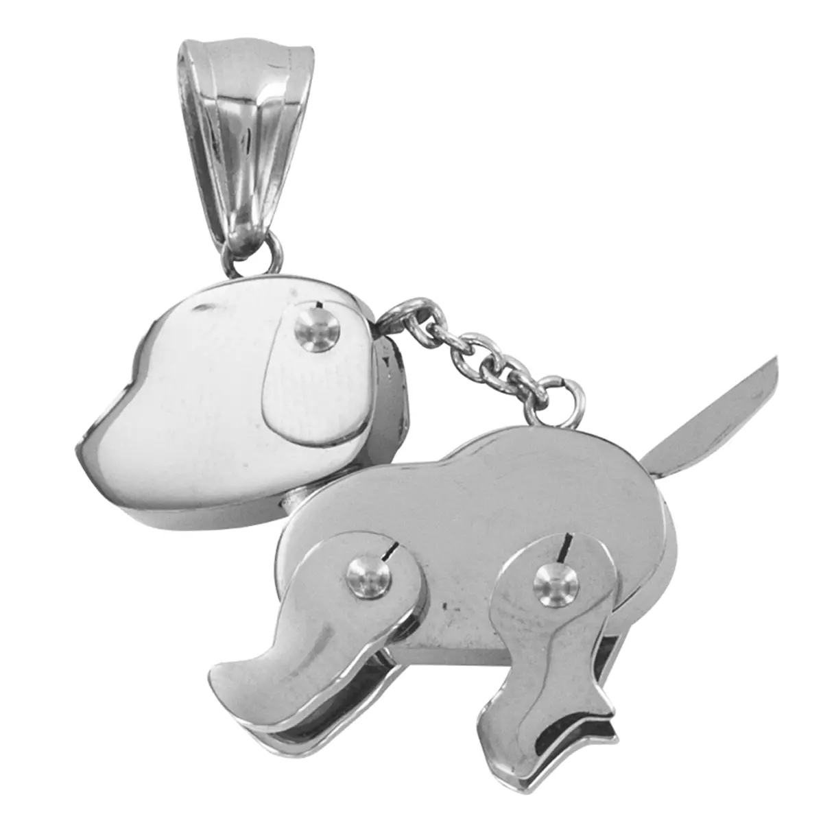 les trésors de lily Pendentif acier 'Robot Chien Articulé' chrome 32x23 mm [N5086]