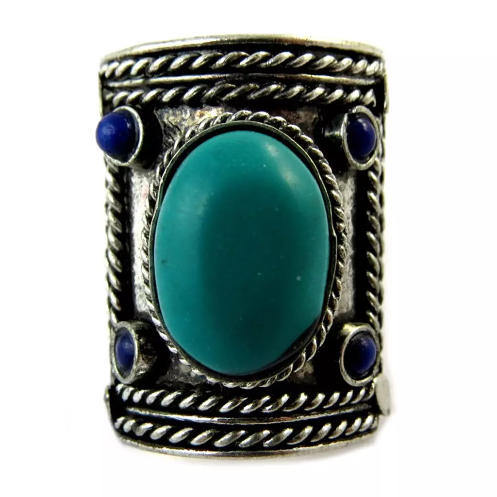 les trésors de lily Bague 'Kilimanjaro' vert bleu argenté [N5112]