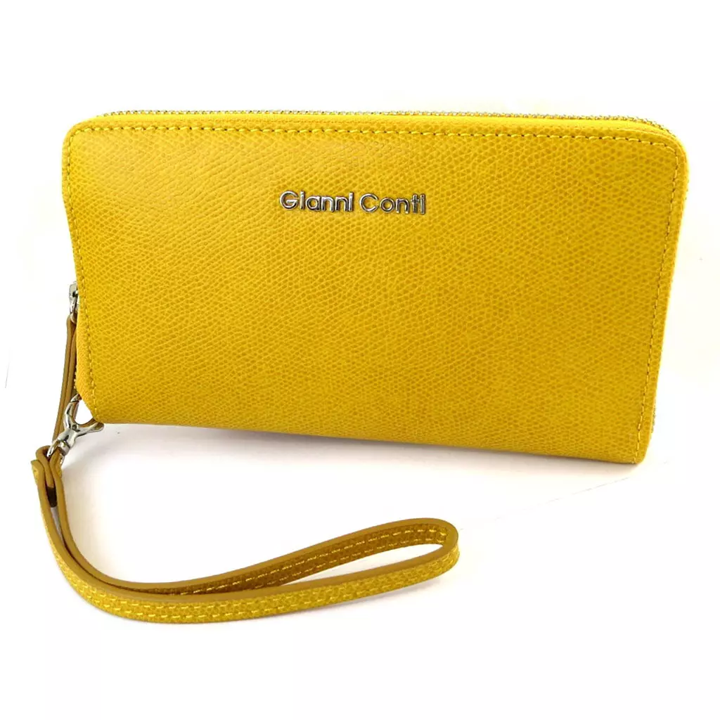 les trésors de lily Compagnon zippé / pochette cuir 'Gianni Conti' jaune 185x11x25 cm [N6087]