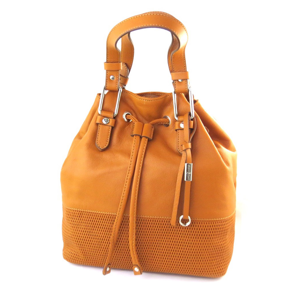 Sac bourse cuir \'Gianni Conti\' orange paprika - 26x25x20 cm - [N6093]