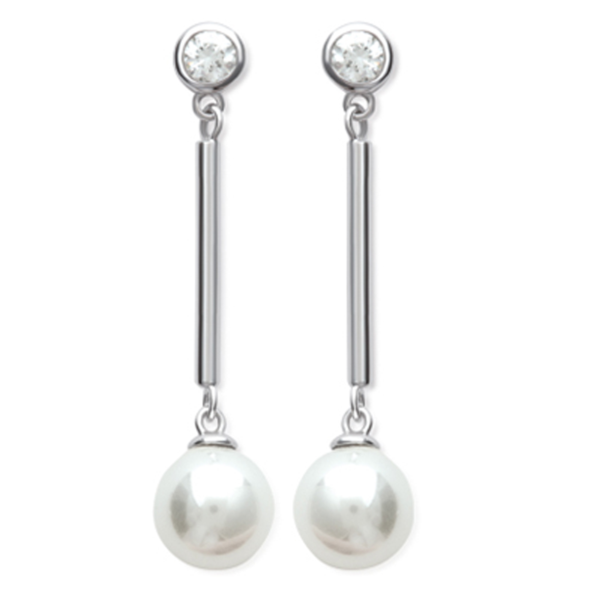 Boucles Argent \'Sissi\' ivoire argenté (rhodié) - 30x7 mm - [N7134]