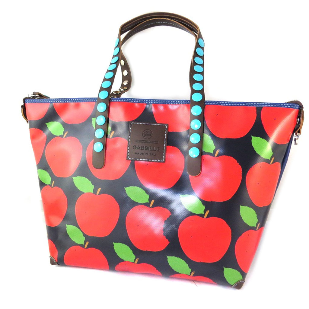 Sac 2 en 1 \'Gabs\' rouge noir (pommes) (L) - 45x27x17 cm - [N7616]
