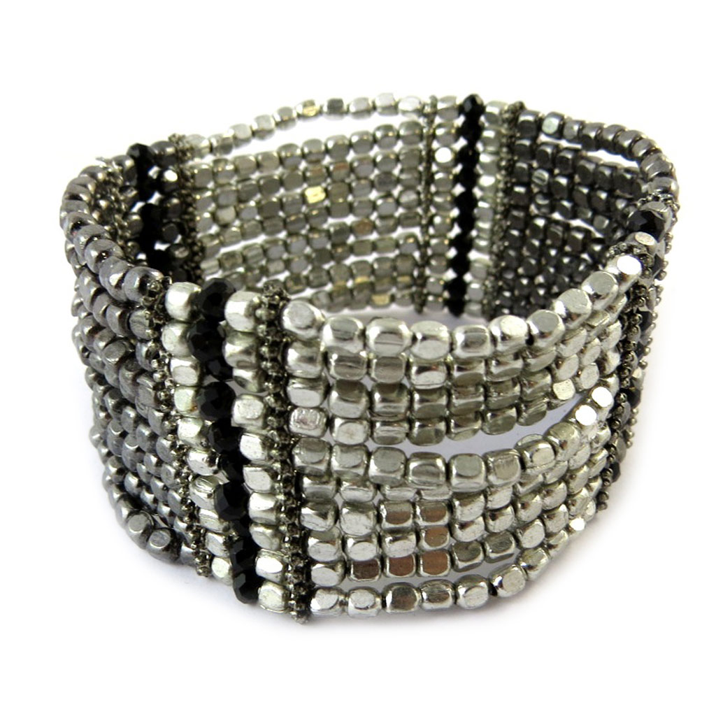 Bracelet fantaisie \'Kilimanjaro\' gris argenté - [N8085]