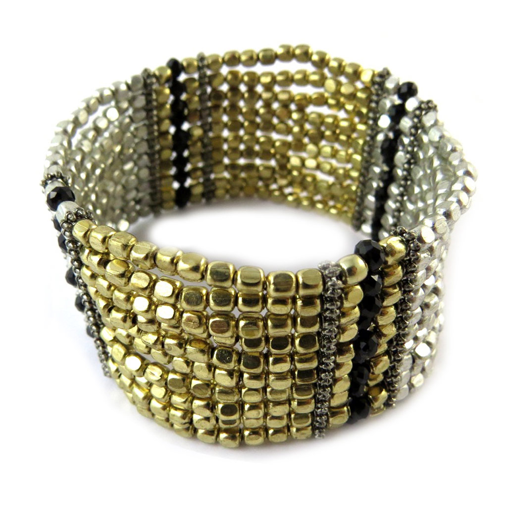 Bracelet fantaisie \'Kilimanjaro\' doré argenté - [N8086]