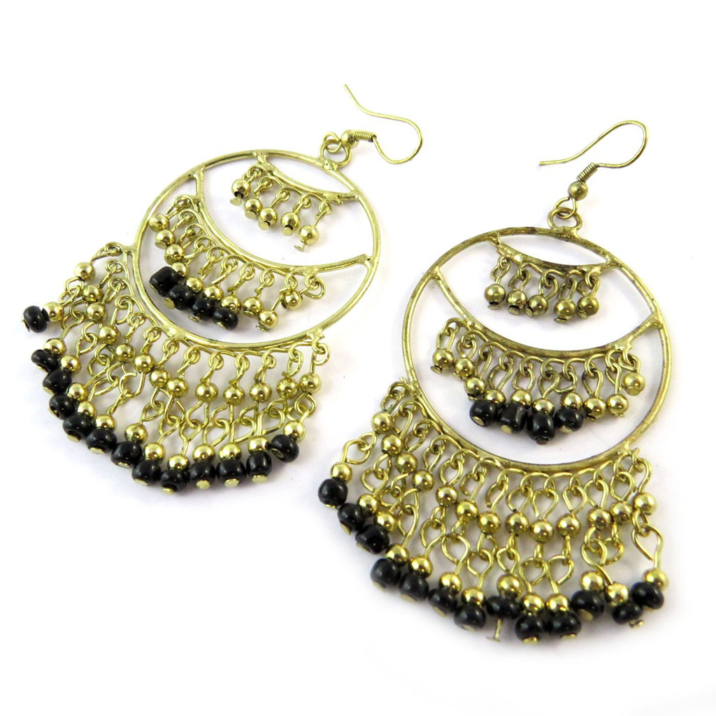 Boucles Créateur \'Kilimanjaro\' noir doré - [N8351]