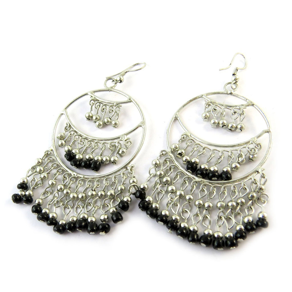 Boucles Créateur \'Kilimanjaro\' noir argenté - [N8352]