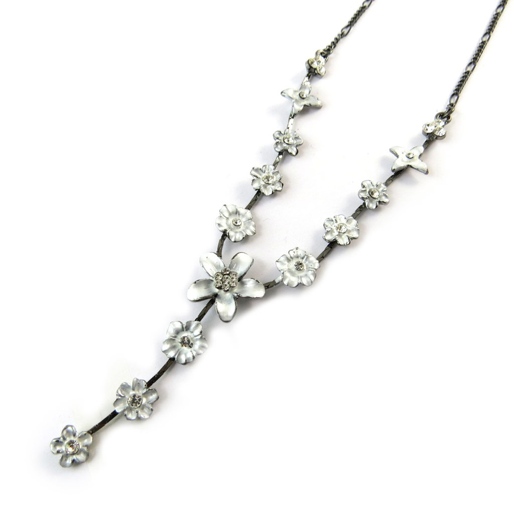 Collier Créateur \'Paradis Floral\' blanc - [N8441]