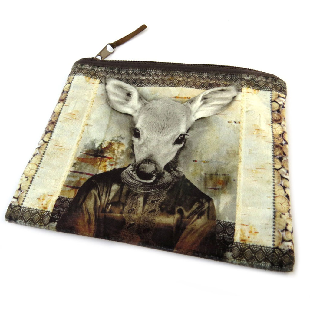 Trousse à maquillage \'Homme Daim\' vert - 19x16 cm - [N8544]