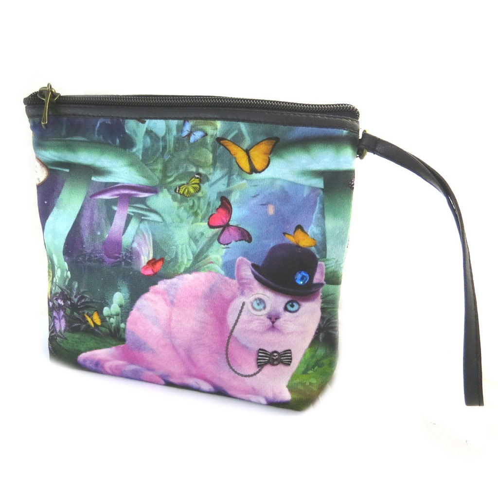 Trousse à maquillage \'Chat Wonderland\' rose vert - 19x165x55 cm - [N8555]
