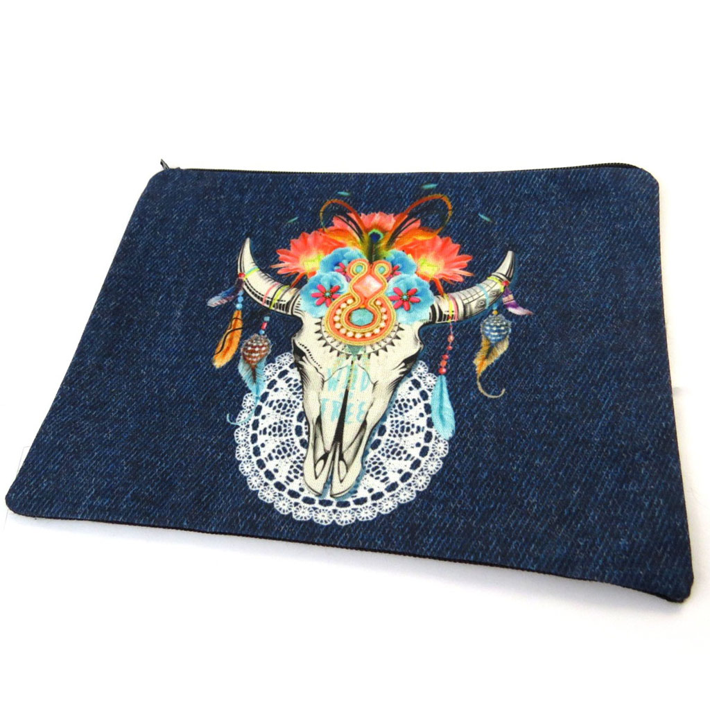 Trousse à maquillage \'Navajos\' bleu - 23x17 cm - [N8562]