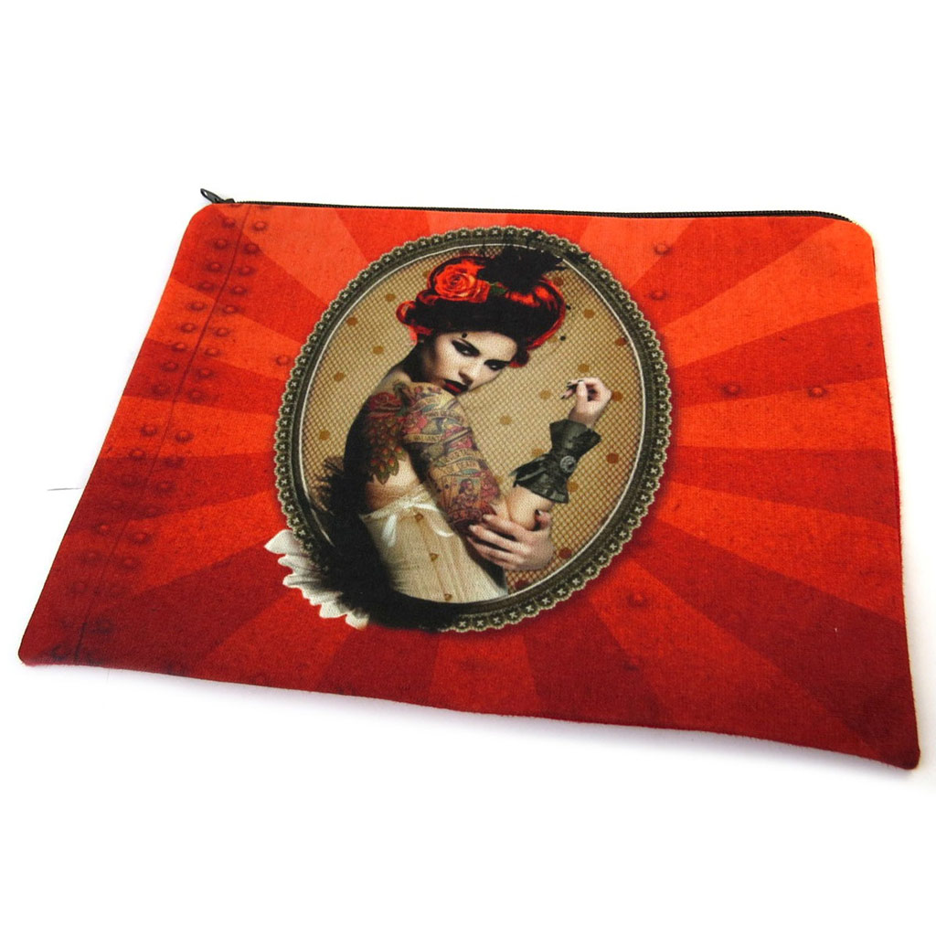 Trousse à maquillage \'Western Saloon\' rouge - 23x17 cm - [N8564]