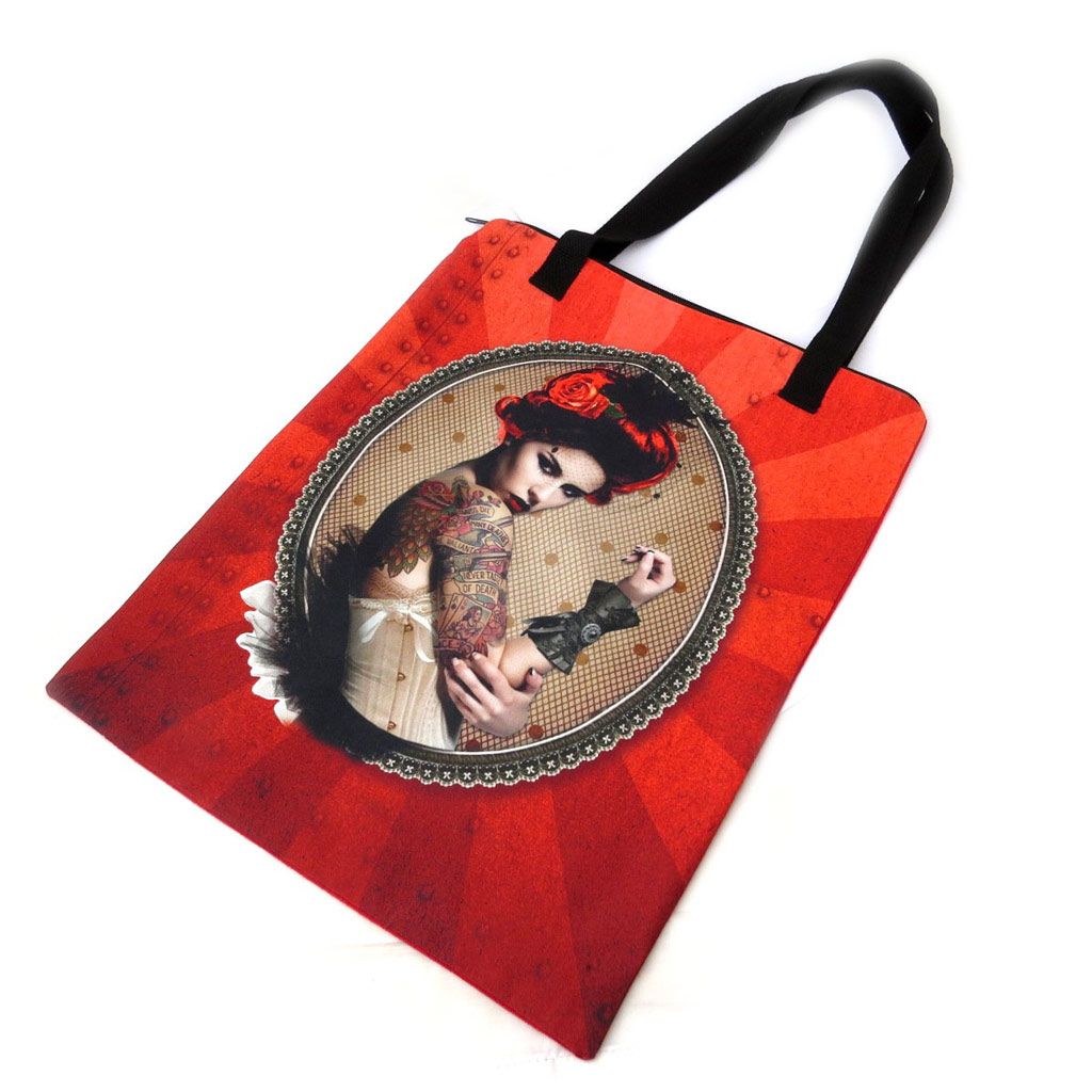 Sac shopping \'Western Saloon\' rouge - 43x34 cm - [N8571]