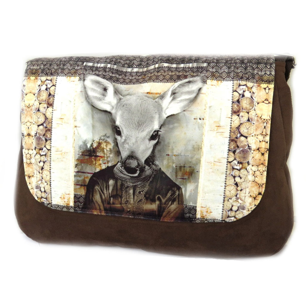 Sac besace \'Homme Daim\' beige marron - 36x28x7 cm - [N8585]