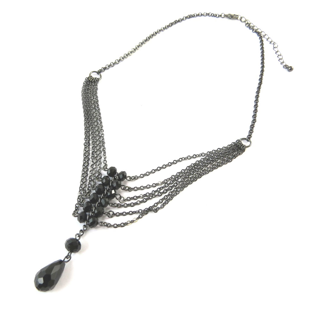 Collier créateur \'Sissi\' noir - [N8804]
